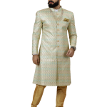 Traditional Lemon-Yellow Sequin Embroidered Sherwani | Father Son Combo | Perfect Groom Wear Achkan